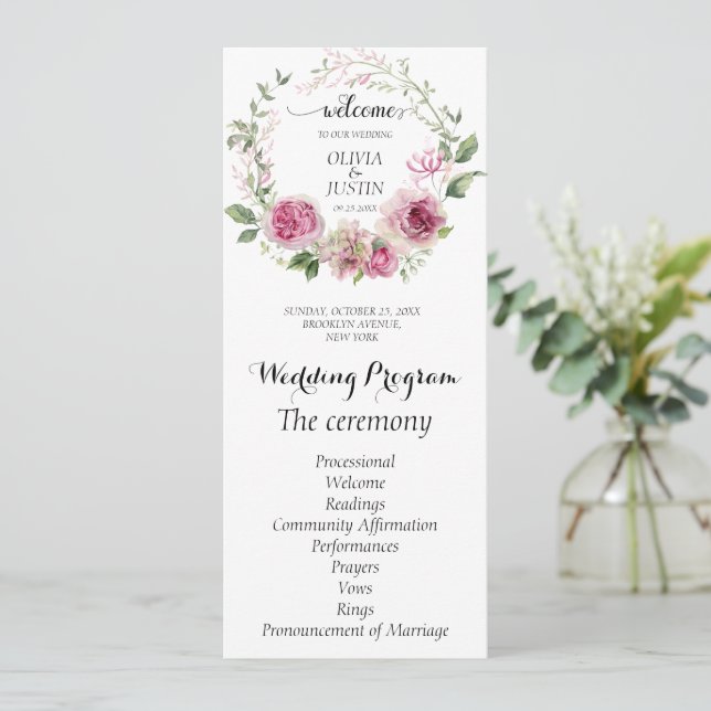 Programme de cérémonie des Mariages de couleur ros (Debout devant)