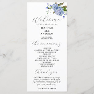 Programme de cérémonie des Mariages floraux bleus