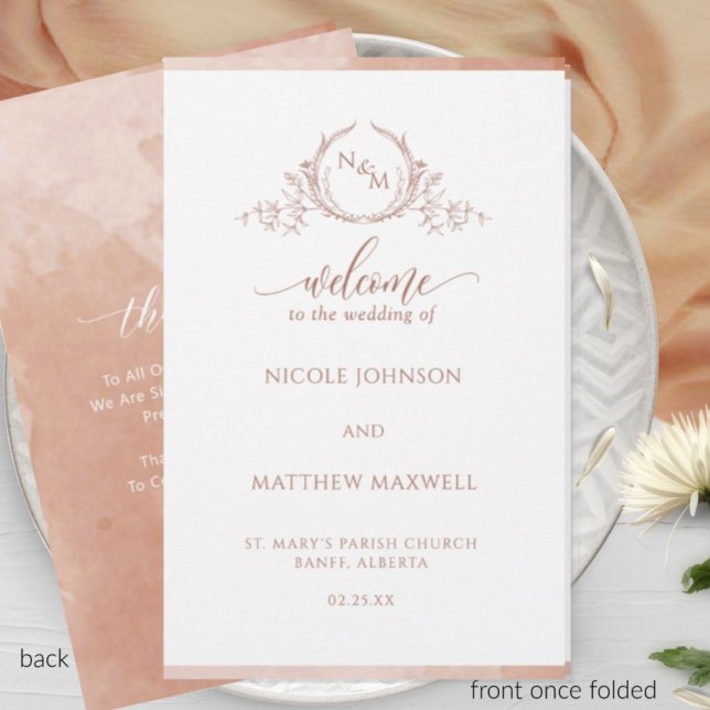 Programme de cérémonie du Mariage plié en terre cu (Créateur téléchargé)