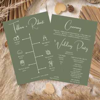 Programme de cérémonie du Mariage vert de couleur