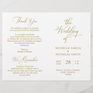 Programme de cérémonie mariage Classy Elegant Gold