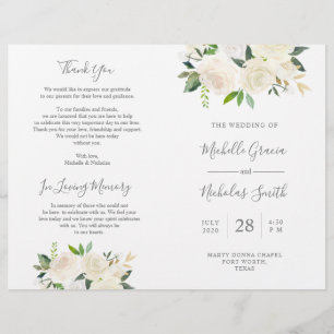 Programme de cérémonie mariage Crème Aquarelle Flo