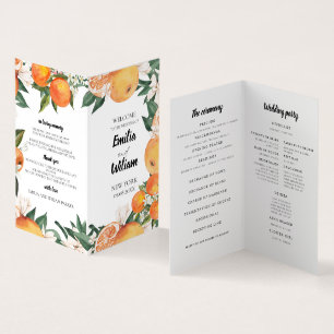 Programme de Cérémonie Mariage d'Oranges romantiqu