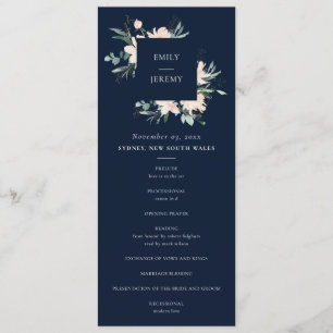 PROGRAMME DE CÉRÉMONIE MARIAGE FLORALE DE L'OR BLU