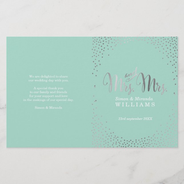 PROGRAMME DE CÉRÉMONIE mariage mini confetti mint  (Devant)