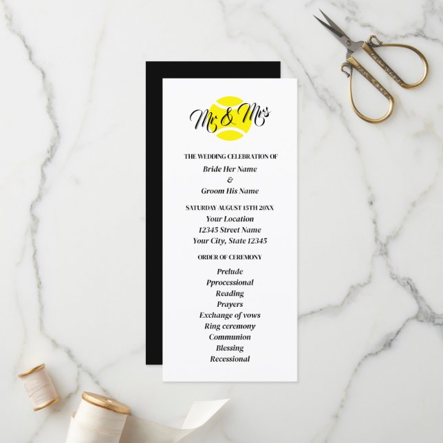 Programme de cérémonie mariage pour les amateurs d (Devant/Arrière en situation)