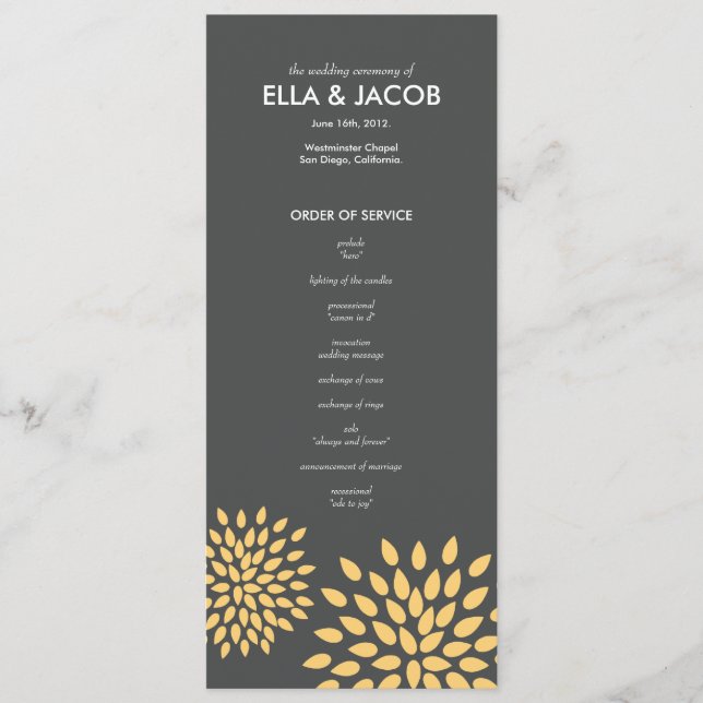 Programme de cérémonie // Pétales de posh // Solei (Devant)