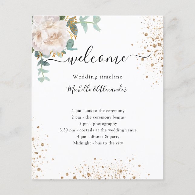 Programme de chronologie mariage eucalyptus floral (Devant)