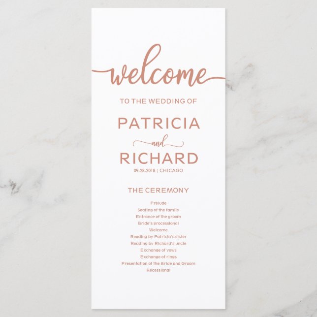 Programme de commande de Mariage Rose d'or (Devant)