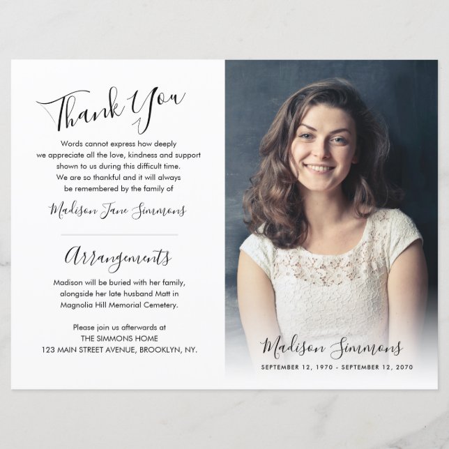 Programme de commémoration de l'ordre funéraire (Devant)