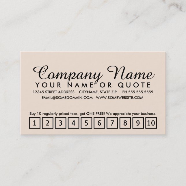 programme de fidélité à la maison de thé (Devant)