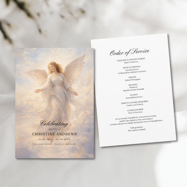 Programme de funérailles Célébration de la vie de  (Angel Celebration of Life Funeral Program)
