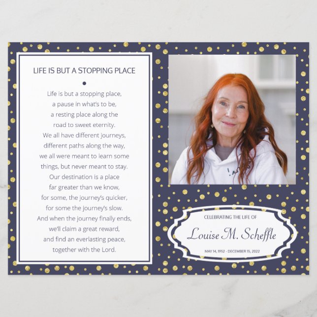 Programme de funérailles de la Marine Blue Gold (Devant)