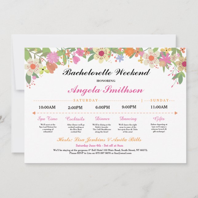 Programme de la fête de mariage Itinéraire de l'en (Devant)