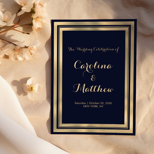 Programme de luxe élégant moderne bleu marine or (Luxury stylish modern navy blue gold Program )