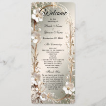 Programme de mariage à cadre floral blanc orné