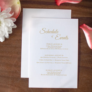 Programme de mariage à calligraphie dorée simple