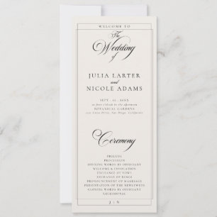 Programme de mariage à calligraphie en ivoire noir