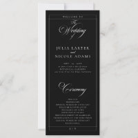 Programme de mariage à calligraphie en ivoire noir