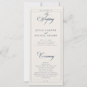 Programme de mariage à calligraphie ivoire Navy cl