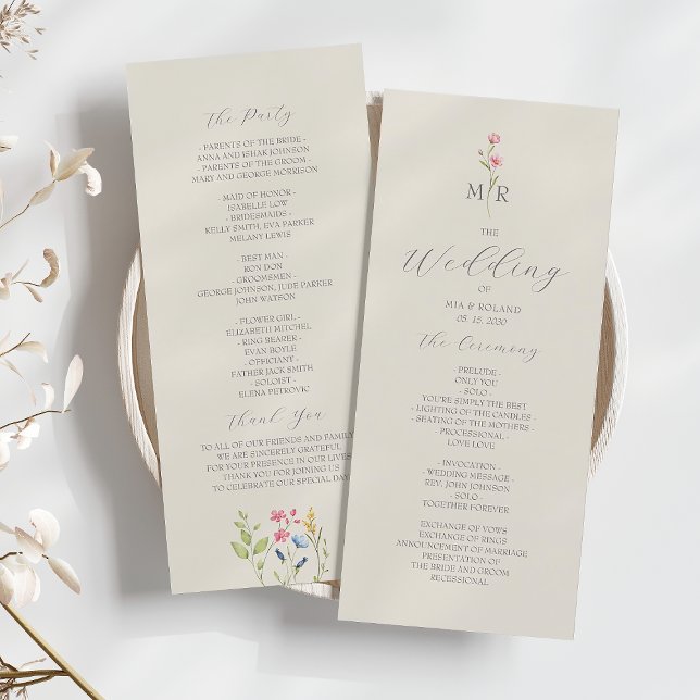 Programme de mariage à fleurs sauvages Boho Chic (Créateur téléchargé)