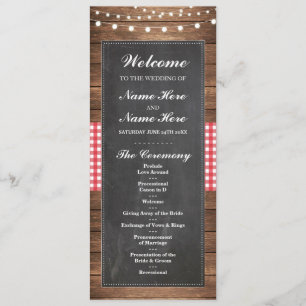 Programme de mariage à la craie rustique à carreau