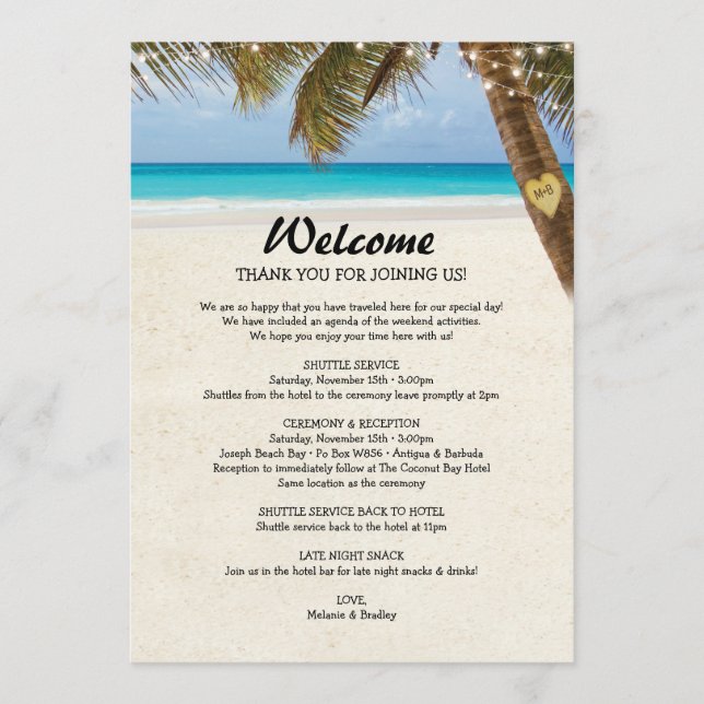 Programme de mariage à la plage Itinéraire recto-v (Devant)