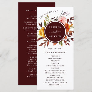 Programme de mariage à l'aquarelle Bourgogne Jardi