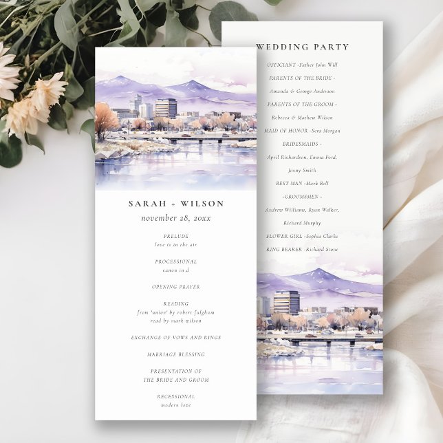 Programme de mariage à l'aquarelle du paysage de B (Créateur téléchargé)