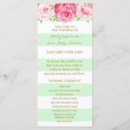 Programme de mariage à l'aquarelle rose