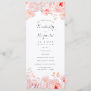 Programme de mariage à l'aquarelle rose pâle