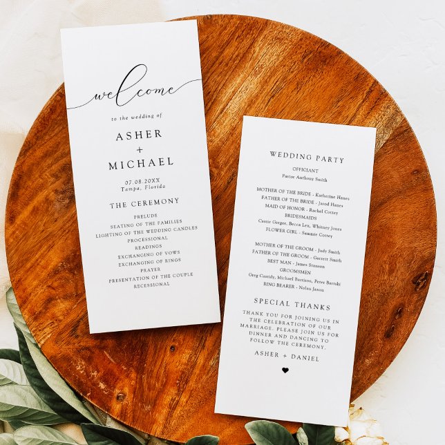 Programme de mariage à l'écriture calligraphique é (Créateur téléchargé)