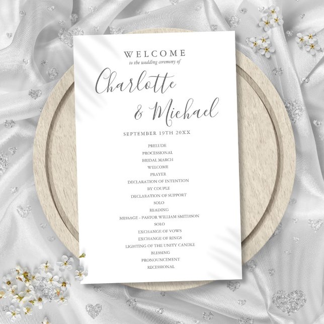 Programme de mariage à l'écriture élégante et dist (Elegant Signature Script Wedding Program)