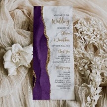 Programme de mariage à l'écriture Marbre Agate Or