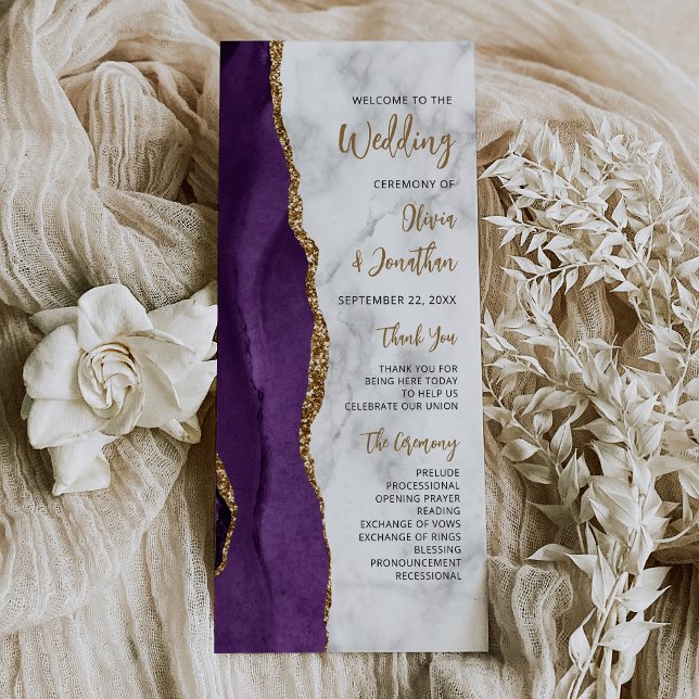 Programme de mariage à l'écriture Marbre Agate Or  (Créateur téléchargé)