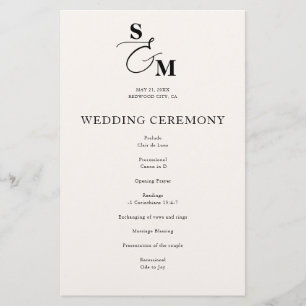 Programme de mariage à l'esperluette de monogramme