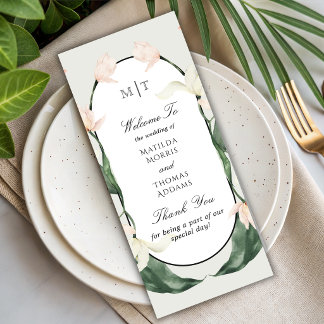 Programme de mariage à monogramme de tulipes botan