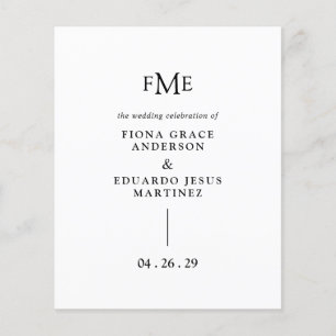 Programme de mariage à monogramme gras Fiona