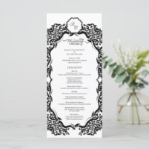 Programme de mariage à monogramme noir et blanc