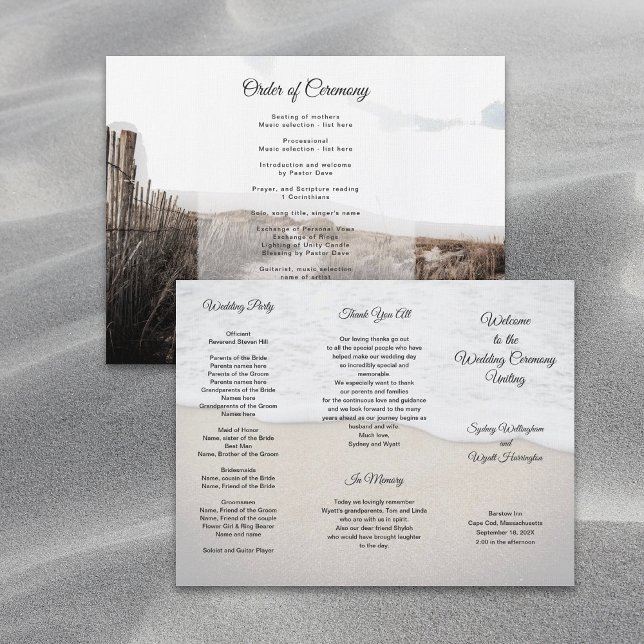 Programme de mariage à thème des dunes de sable (Créateur téléchargé)
