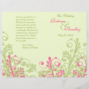 Programme de mariage Abstrait rose chaud et vert