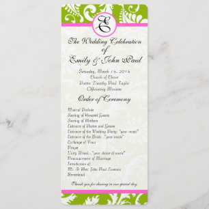 Programme de mariage Apple Green & Pink Damask