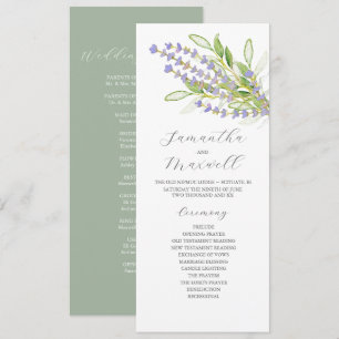 Programme de mariage aquarelle Fleurs lavande