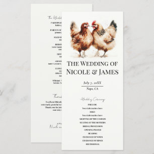Programme de mariage aquarelle poulets bruns de ca