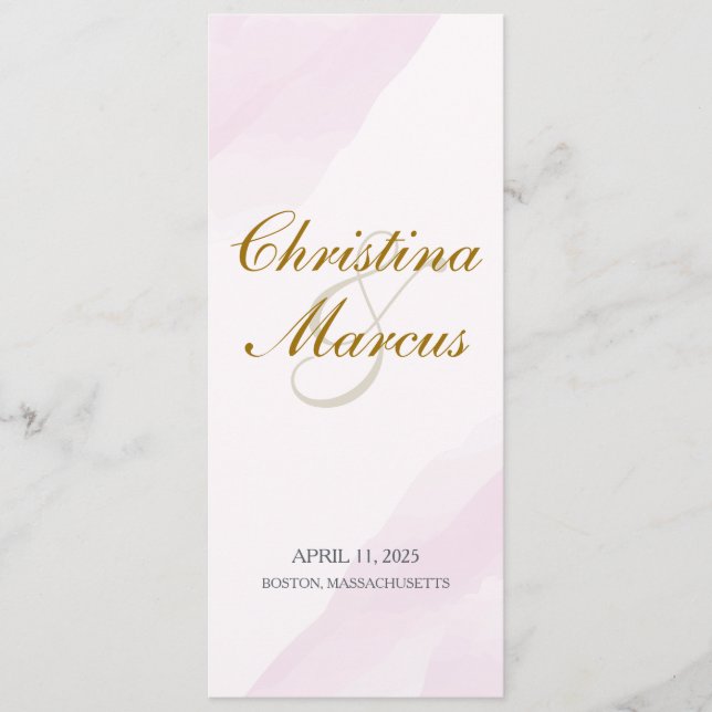 Programme de mariage aquarelle, Programme des plat (Devant)