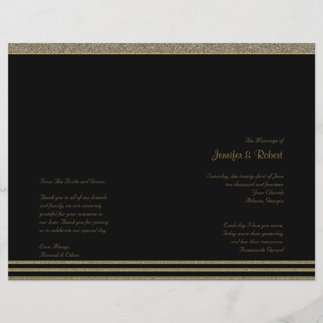 Programme de mariage Art Déco Posh (Devant)