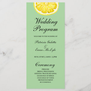 Programme de mariage au citron aquarelle 4x9 plat