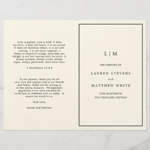 Programme de mariage au monogramme jaune beurre mo