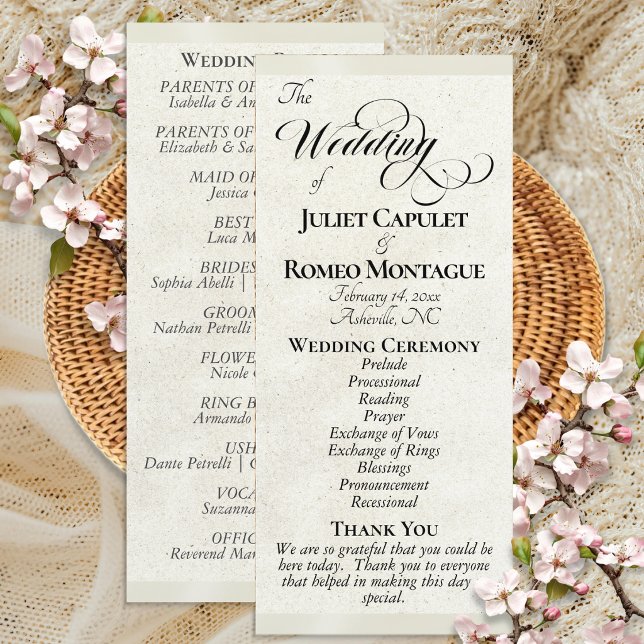 Programme de mariage au ruban crème (Créateur téléchargé)