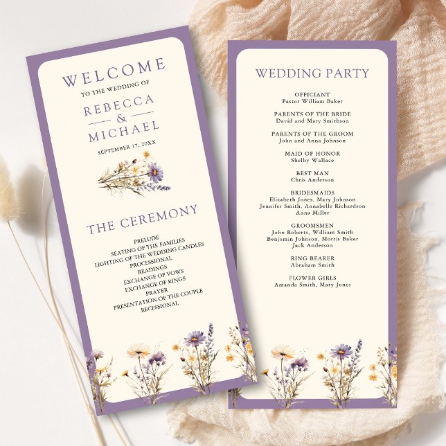 Programme de mariage aux fleurs sauvages boho viol (Créateur téléchargé)